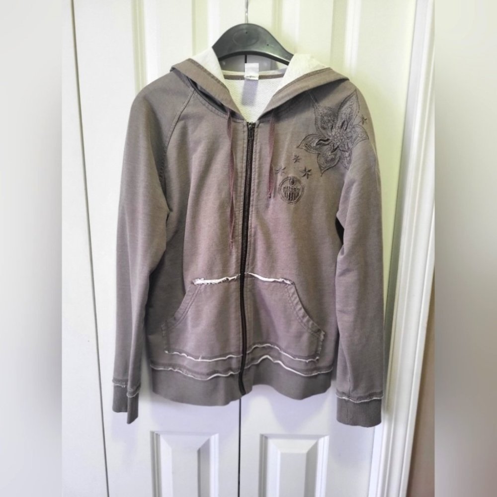 BULLETIN Size Large Brown Oilers Logo Zip-Up Sweater With Hood